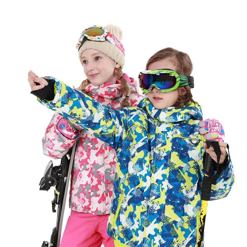 Куртка+ брюки Детские Симпатичные лыжный костюм Детская зимняя Водонепроницаемый детский лыжный открытый профессиональный теплый с капюшоном Сноуборд спортивные костюмы