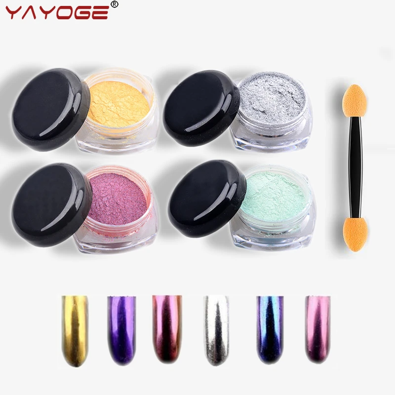 Mirror Nail Glitters Powder Silver Gold Flakes Nail Aluminum Sequins 2g DIY Nail Art Decoration Pigment Manicure YAYOGE