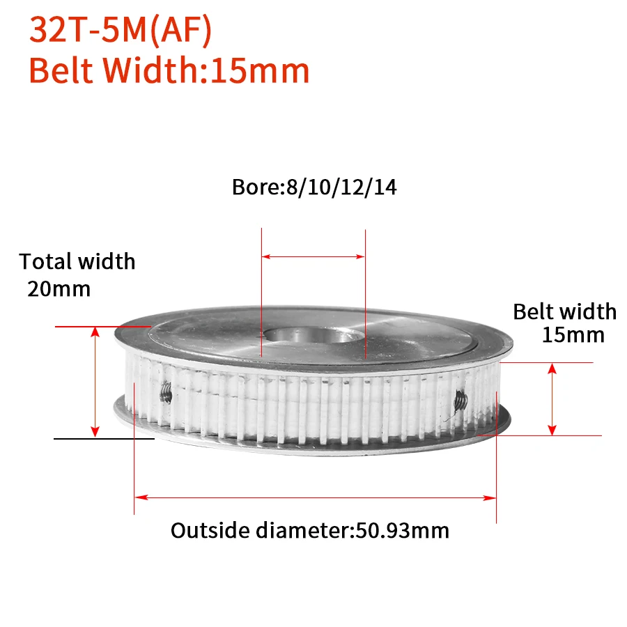32 Зубьев HTD5M синхронный шкив Диаметр: 8/10/12/14 мм для Ширина = 15 мм 32 T AF шпоночным пазом для промышленных ворот зубчатый шкив Диаметр шпоночным пазом для промышленных ворот diameter3/4 мм/5 мм
