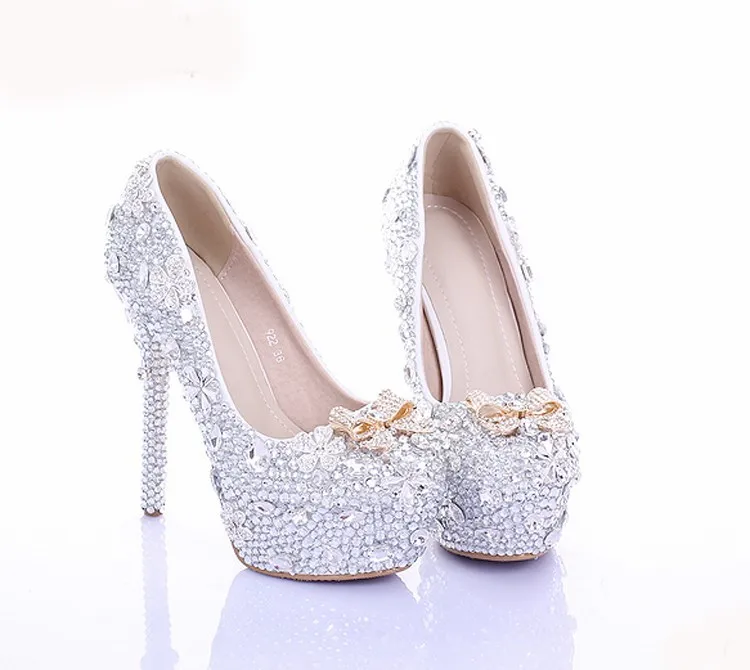 Свадебная обувь с украшением в виде кристаллов на высоком каблуке свадебные туфли со стразами на высоком каблуке 14 см туфли на выпускной в официальном стиле с круглым носком