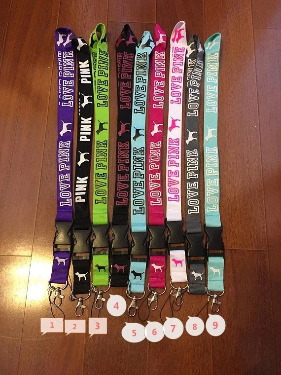 imágenes para VS Pink Love Pink Inspirado Lanyards ID Badge Holder Titular de La Clave imágenes para VS Pink Love Pink Inspirado Lanyards ID Badge Holder Titular de La Clave