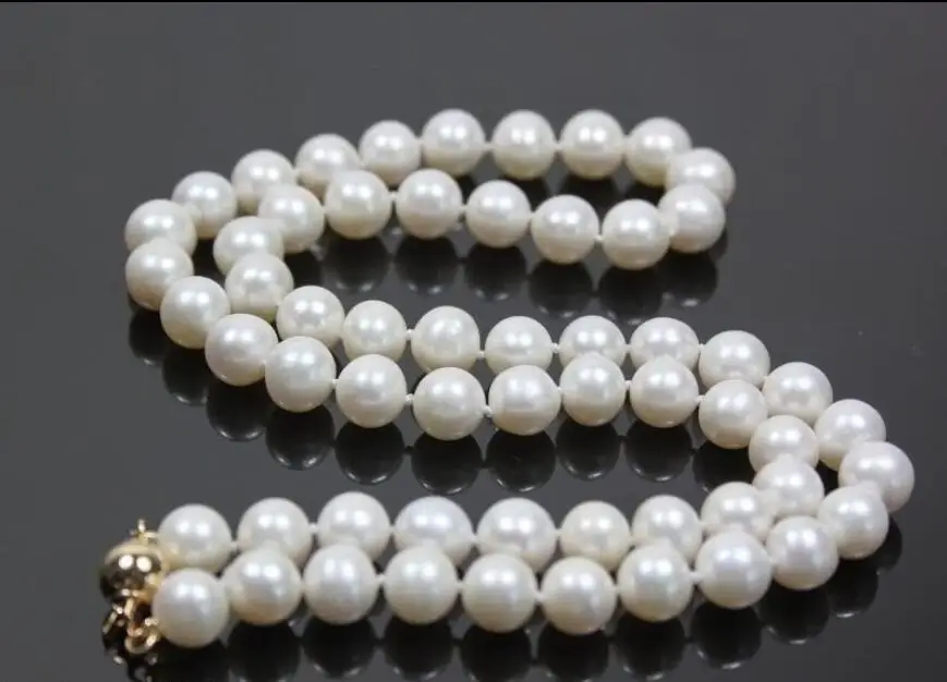 Горячая распродажа стиль >>>>> потрясающие! Aaa 9- 10 мм белый Culutred жемчужное ожерелье 1"