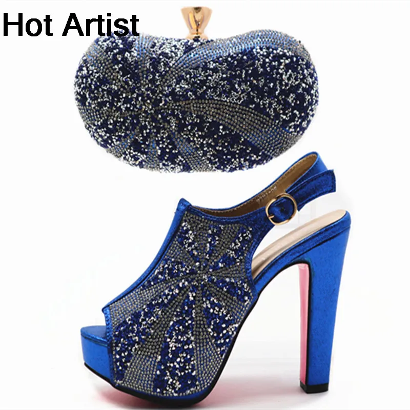 

Hot Artist Nigerian Style Women Fashion Pretty Shoes And Bag Set African Spike Heels Shoes And Purse Set For Party Dress