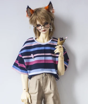 Одежда для кукол BJD 1/3 1/4 размер куклы uncle розовая футболка в тонкую полоску с