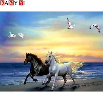 

KAMY YI Full Square/Round Drill 5D DIY Diamond Painting"Sunset horse"Mosaic Stitch Diamond Embroidery Home Decor Gift HYY
