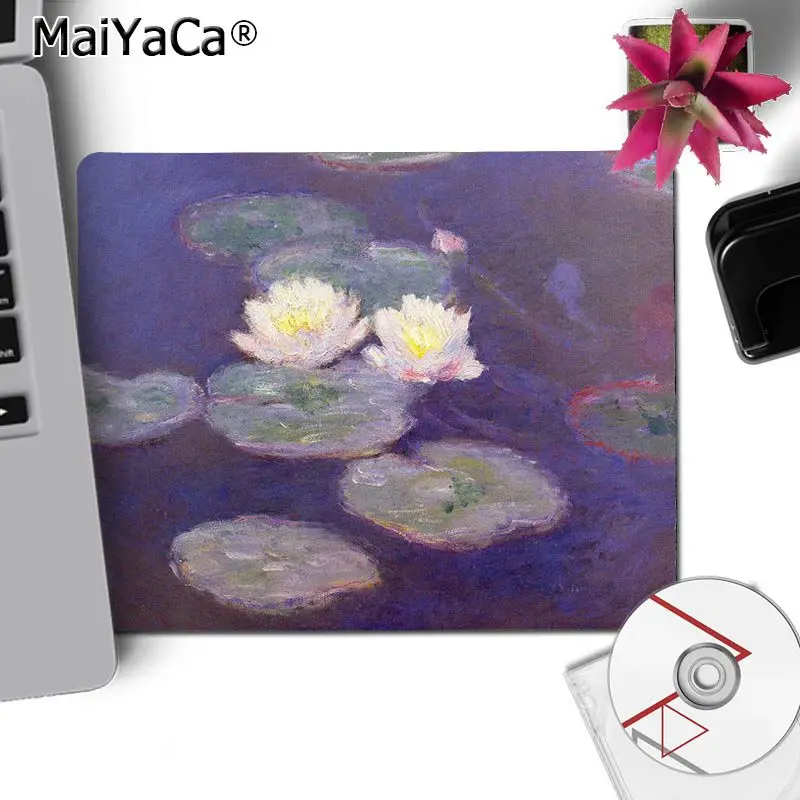 MaiYaCa Monet сад Лотос маленький игровой коврик для мыши Настольный коврик игровой коврик для мыши для ПК ноутбук - Цвет: No Lock Edge25x29cm