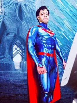 

Superman Costume New 52 Version Superman Superhero Costume 3D Print Spandex Superman Cosplay Halloween Zentai Catsuit with Cape