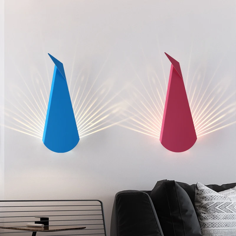 

Lampadas simple modern peacock led wall lamp for bedroom living room hanglamp abajur nordic retro bedside hanging light fixtures