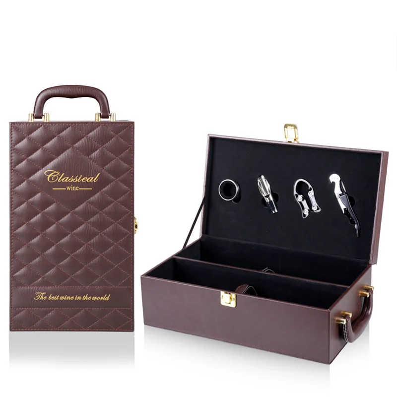Koop Creative Diamond Wijn Doos Verpakking Dubbele Wijnfles Lederen Dozen Lafite Speciale Wijn Geschenkdoos Relatiegeschenken Home Decor