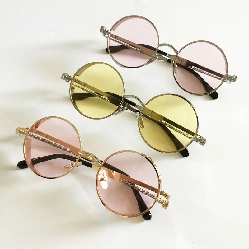 men vintage round steampunk sunglasses clear lens 1889 (7)
