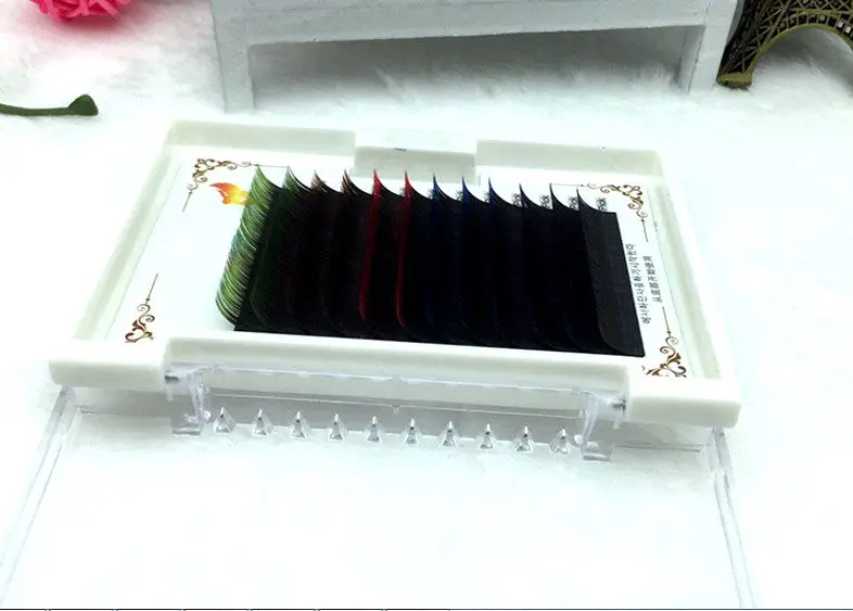 Новинка 0,1 мм накладные ресницы градиентные синий+ фиолетовый+ зеленый+ красный+ коричневый смешанные в один лоток для ресниц индивидуальные цветные накладные ресницы