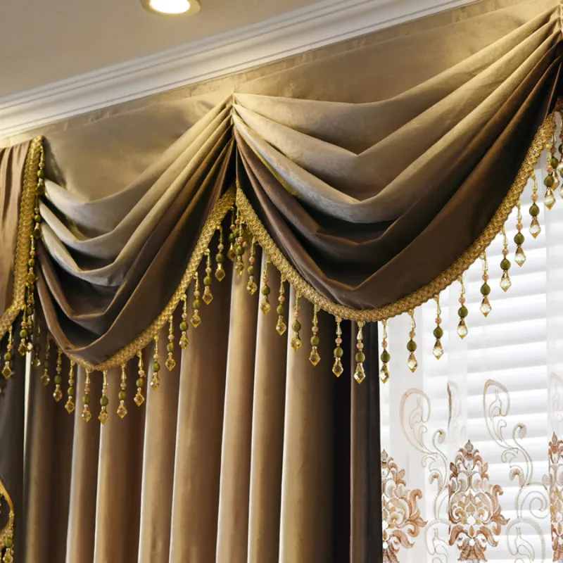 

Luxury European Curtains Thickening Shading Pure Color Italy Velvet Curtains for Living Room Modern Window Valance for Bedroom