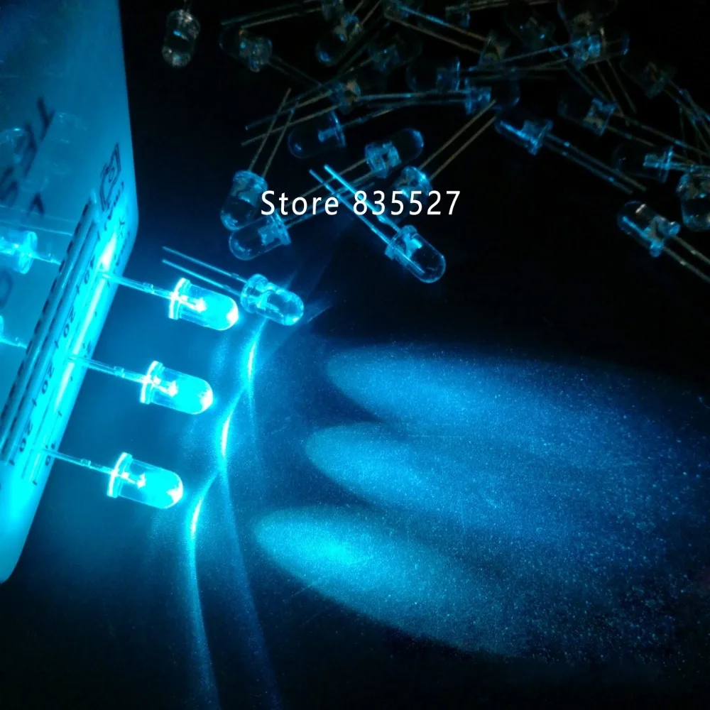 200 Pz/Lotto F5 5Mm Rotonda Ice Blue Sky Blue Light Led Blu Diodi Emettitori Di Luce Acqua Chiara Ha Bordo Dip Tastiera Meccanica