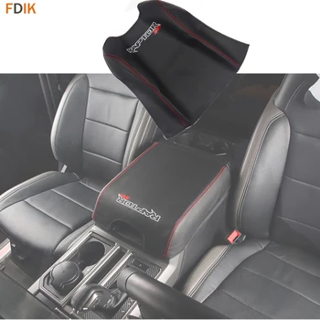 

Interior Center Console Leather Armrest Pads Cover Arm Rest Storage Box Lid Protector for Ford F150 F-150 Raptor 2015-2019