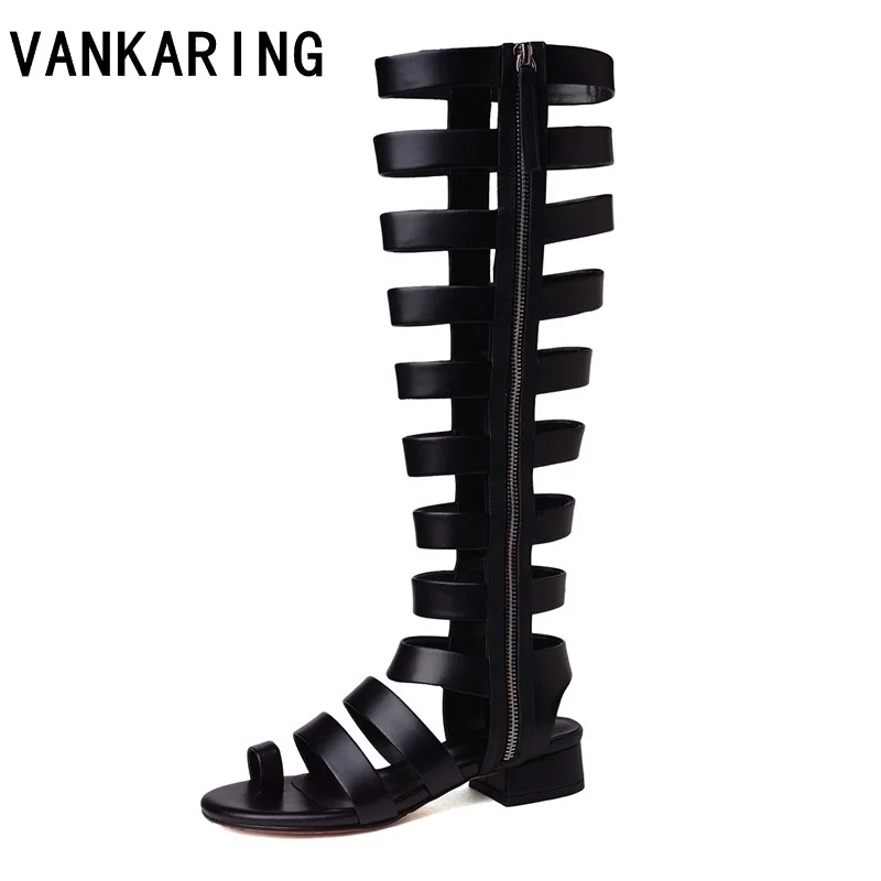 

VANKARING patent leather summer shoes woman gladiator sandals 2019 new zipper high heels sexy open toe women casual date shoes