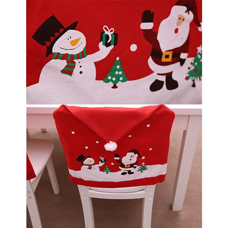 1 шт. шапка Санта-Клауса Чехол для стула «Рождество» обеденного стола вечерние красными шляпками для спинки стула Чехлы для рождественской вечеринки, украшения для дома