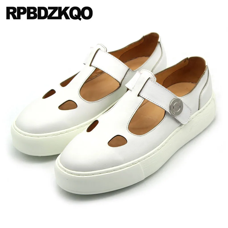 Сандалии повседневная Дизайнерская обувь мужчины высокого качества на платформе размер 45 большой лето Большой Настоящая кожа белый Японский роскошь