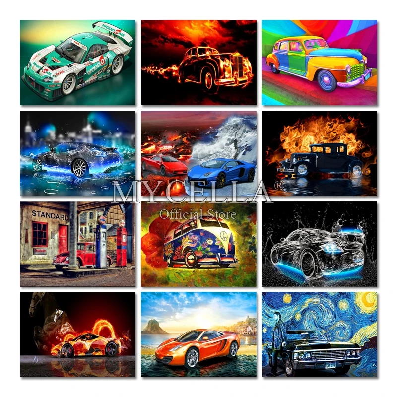 

5D DIY Diamond Embroidery Sports Car and Bus Full Diamond Painting Cross Stitch Kits Diamond Mosaic Rhinestone Home Decoration