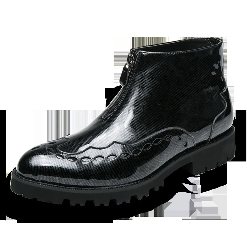 Мужские ботинки «Челси» с круглым носком на молнии; Винтажные ботинки в байкерском стиле; обувь для отдыха в британском стиле