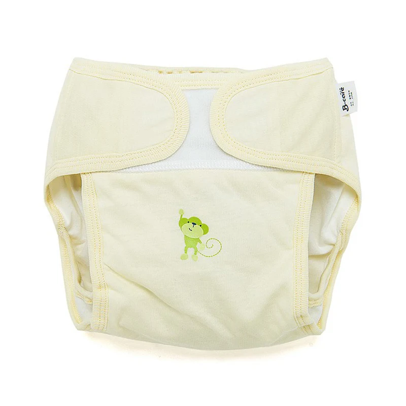 Детские многоразовые подгузники, хлопковые тканевые подгузники, детские подгузники, штаны для тренировок, регулируемый размер, водонепроницаемые и дышащие, 0-18 месяцев - Цвет: Yellow 1 pc