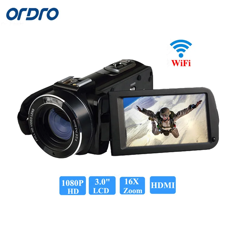 ORDRO HDV-Z20 видеокамера с микрофоном 3 0 &quotсенсорный экран lcd 24MP 16X зум Цифровая 1080 P Full