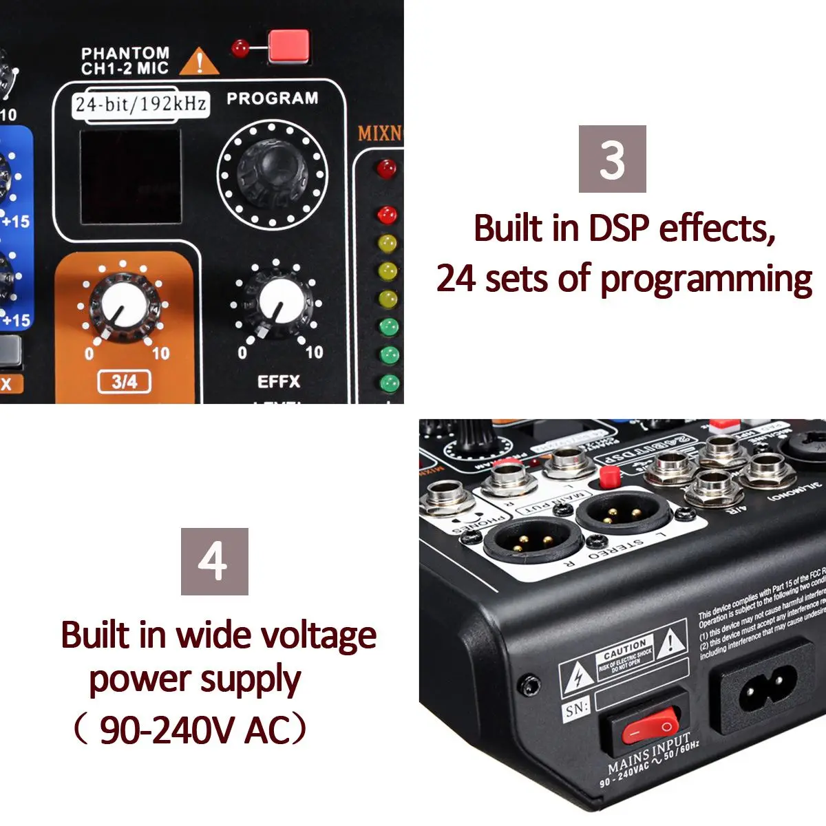 LEORY профессиональный 8 каналов Live Studio аудио микшер Мини USB цифровой DJ консоль с PAD