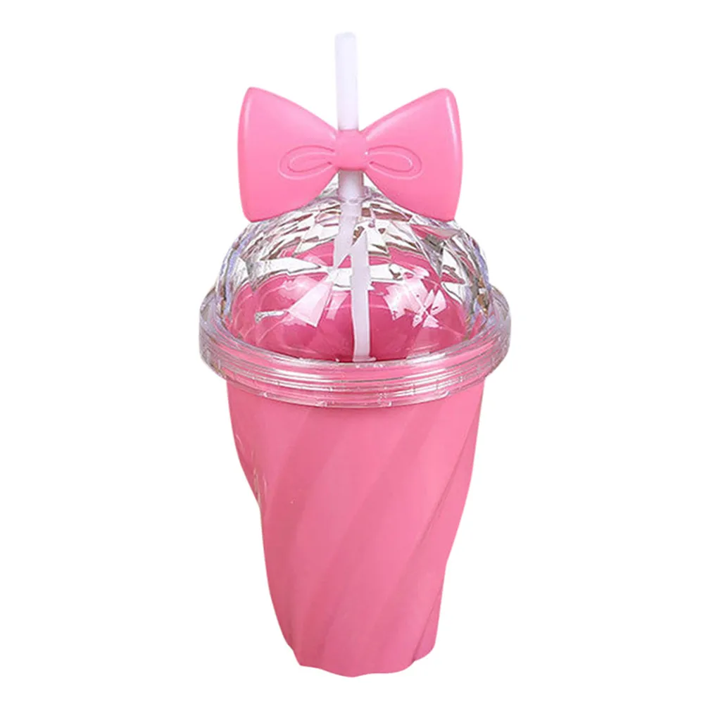 

400ML Lovely Straw Cup Cold Drink Cup Plastic With Bow Lid Straw Cup Bottle Feb 12 p30 Water Dispenser Water Pump for Bottle