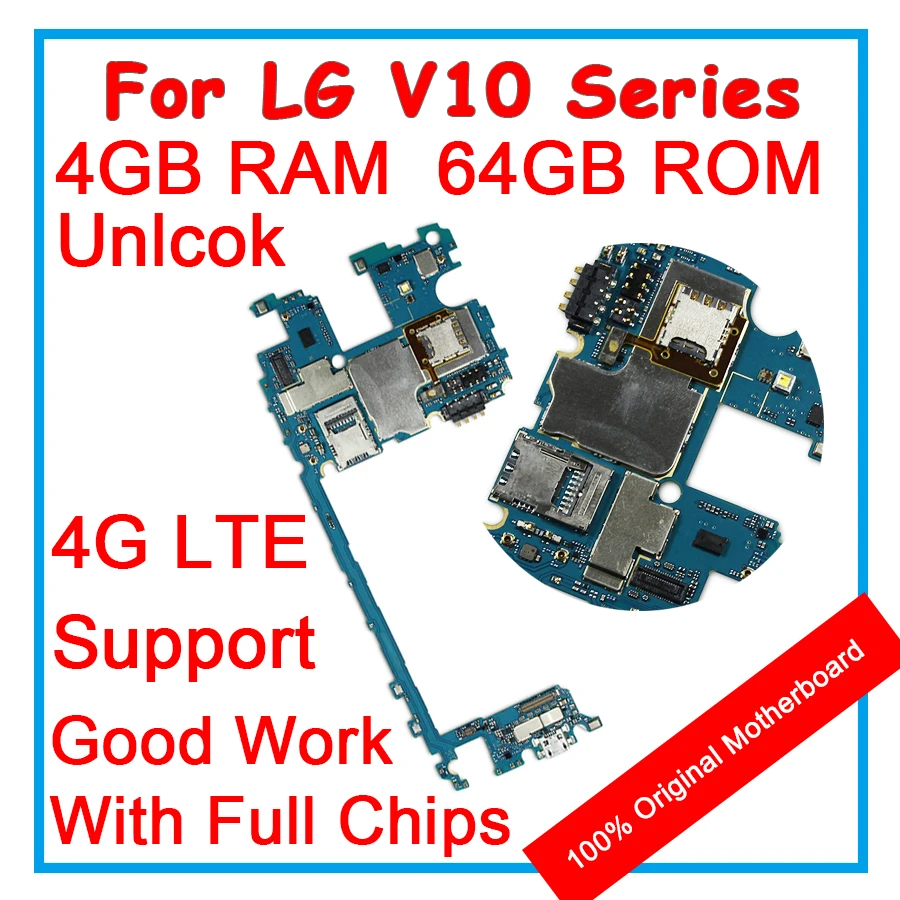 

100% original Unlocked motherboard For LG V10 H968 H960A/H960 H962 H961/H961N H900 H901 VS990 F600LSK 64GB Mainboard With Chips