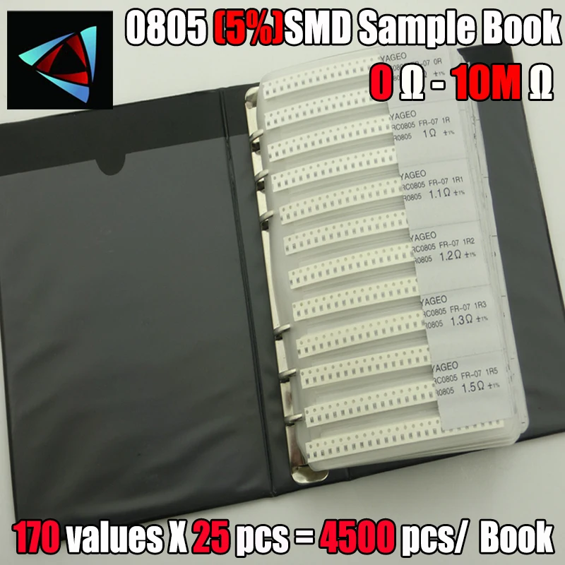 New 0805 SMD Resistor Sample Book 5% Tolerance 170valuesx25pcs=4250pcs Kit 0R~10M | Электронные компоненты и