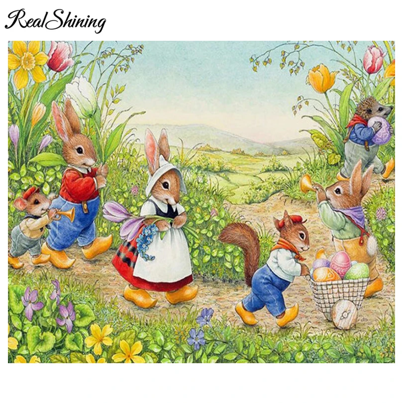 

REALSHINING Cartoon Rabbit 5d diy diamond painting cross stitch rhinestones needlework full square diamond embroidery FS112