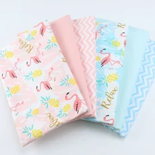 Хлопчатобумажная Ткань Лоскутные ткани на метраж хлопчатобумажная ткань для рукоделия мультфильм Фламинго фрукты 50*160 см D20