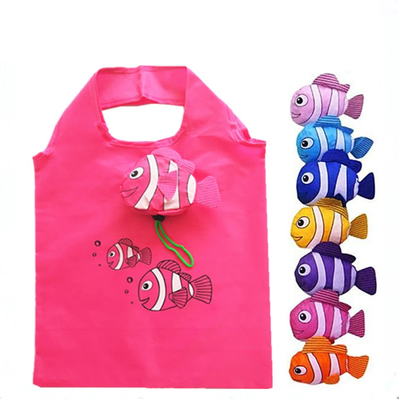 

Reusable Shopping Bags Foldable Eco Bag Tropical Fish Tote Bag Large Capacity Rose Storage Handbags Recycle Pouch