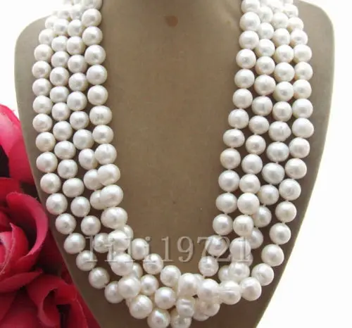 

BEAUTIFUL 64" 9-10MM WHITE SOUTH SEA BAROQUE PEARL NECKLACE NEW