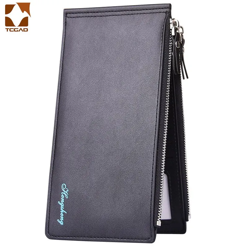 

New Men Ultra-Thin PU Leather Big Capacity Long Cards Package Multi-Card Wallet Man Bank Credit Card Holder Double zip wallet