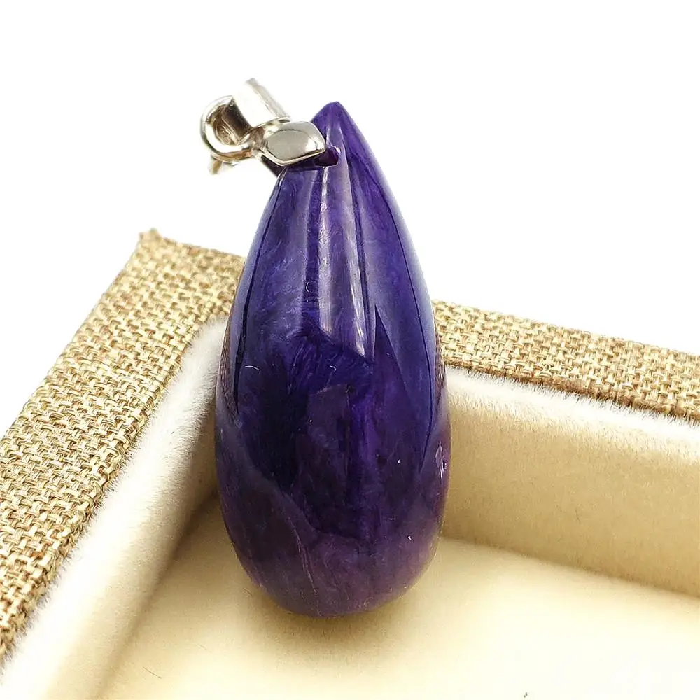 

100% Natural Charoite Purple Gemstone Women Men Pendant 31x14x10mm Best Beads Charm Russia Fashion Pendant Necklace AAAA