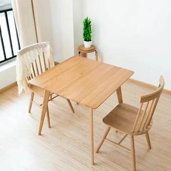 

Solid wood dining table simple white oak square table wood small square dining table