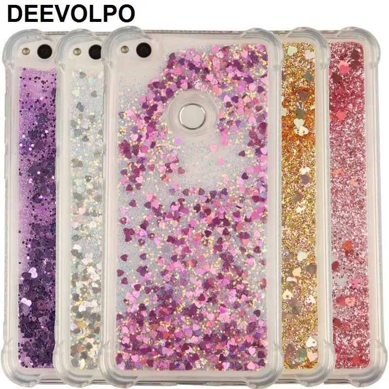 

DEEVOLPO Case For Huawei P10Lite P9 P8 Lite 2017 Case Silicone Transparent Soft Clear Love Liquid Anti-knock Cases Cover DP03F