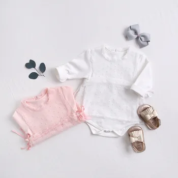 

2019 Babys Girls Patchwork Romper Full Sleeve Patchwork Cotton Lace Babys Jumpsuit 0-2T