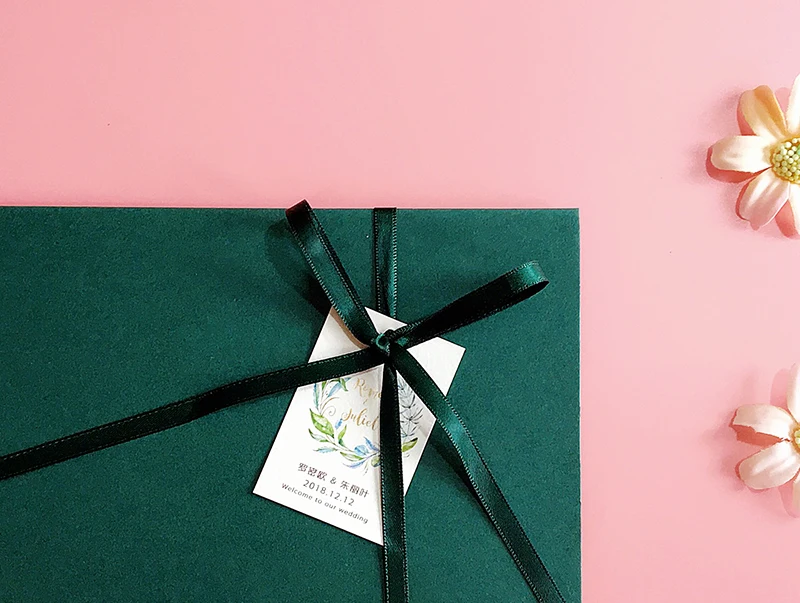 Customized Wedding Invitation Green Pocket Invitation - Set of 50 - 32861253046