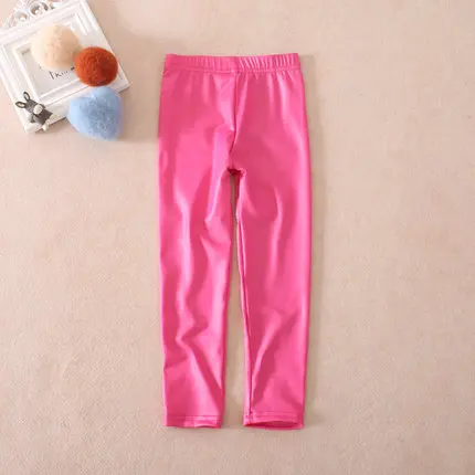 Коллекция года зимне-весенние модные PDR леггинсы для девочек штаны из искусственной кожи леггинсы с подкладкой штаны-карандаши под обувь на возраст от 3 до 17 лет - Цвет: thin pink