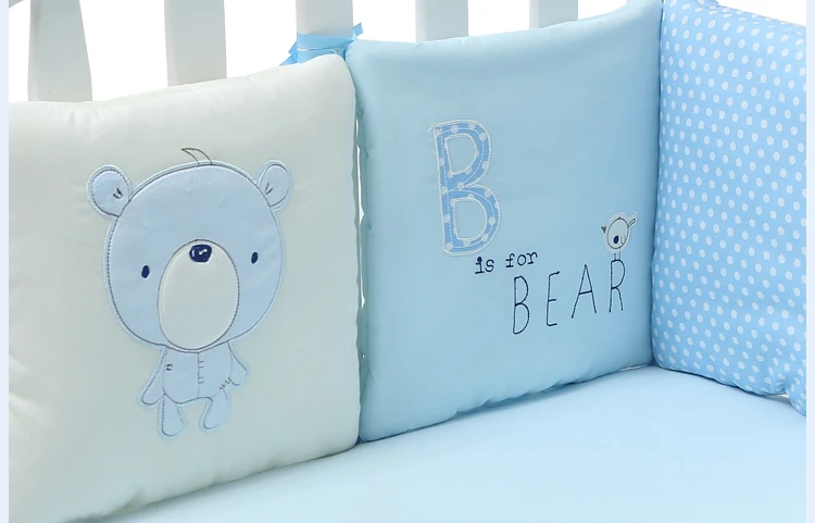 Blue-Crib-Bumper-Baby-Bumpers-Bed-Protector-Breathable-Cot-Protection-Baby-Bed-Cushion-for-Infant 30cmx30cmx6pcs-for-Bedding-Set-04