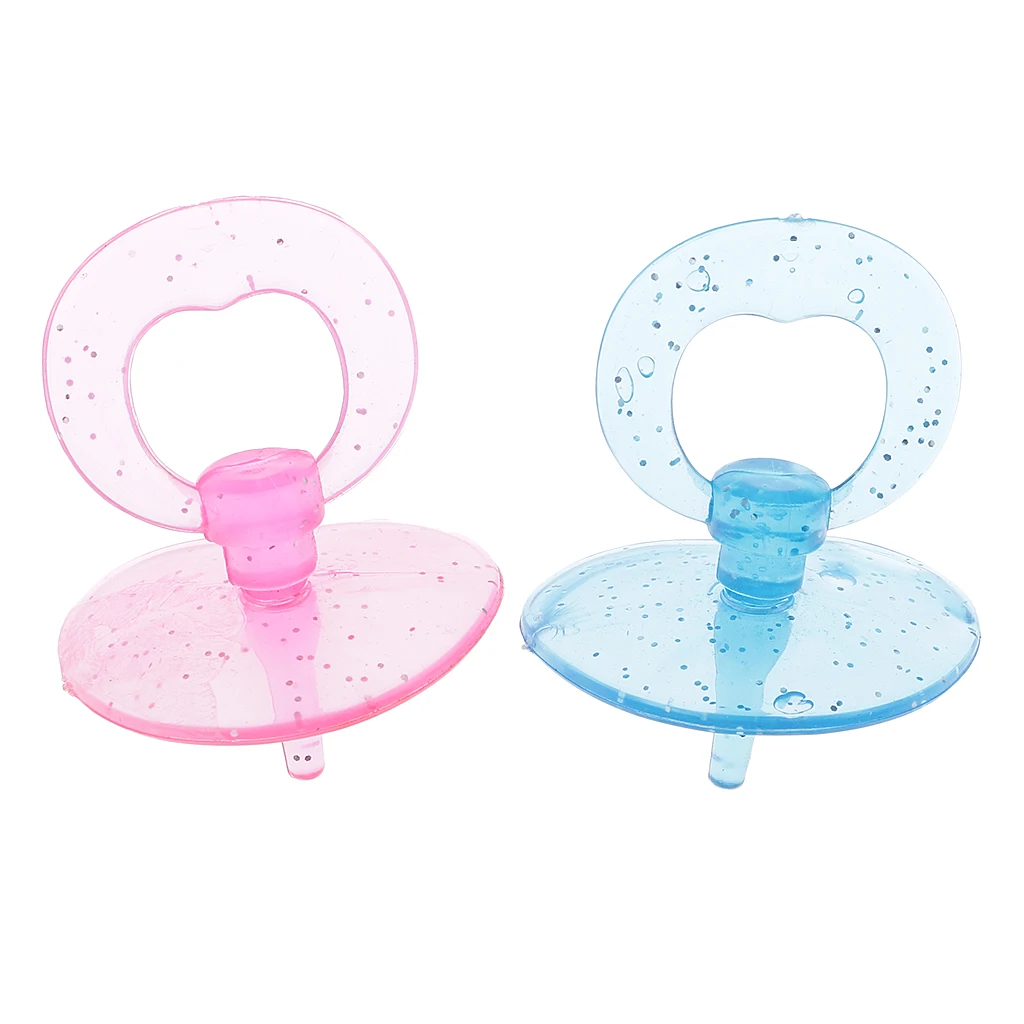 2 Pieces Pink& Blue Baby Dolls Pacifier for Barbies Baby Nursery Room Accs Kids Pretend Play Toy for Kelly Dolls Baby Doll 