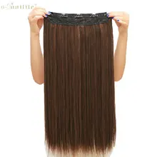 SNOILITE Synthetic Half Full Head Women Long Straight Clip in Hair Extensions One Piece Hairpiece 23inch & 26inch & 30inch