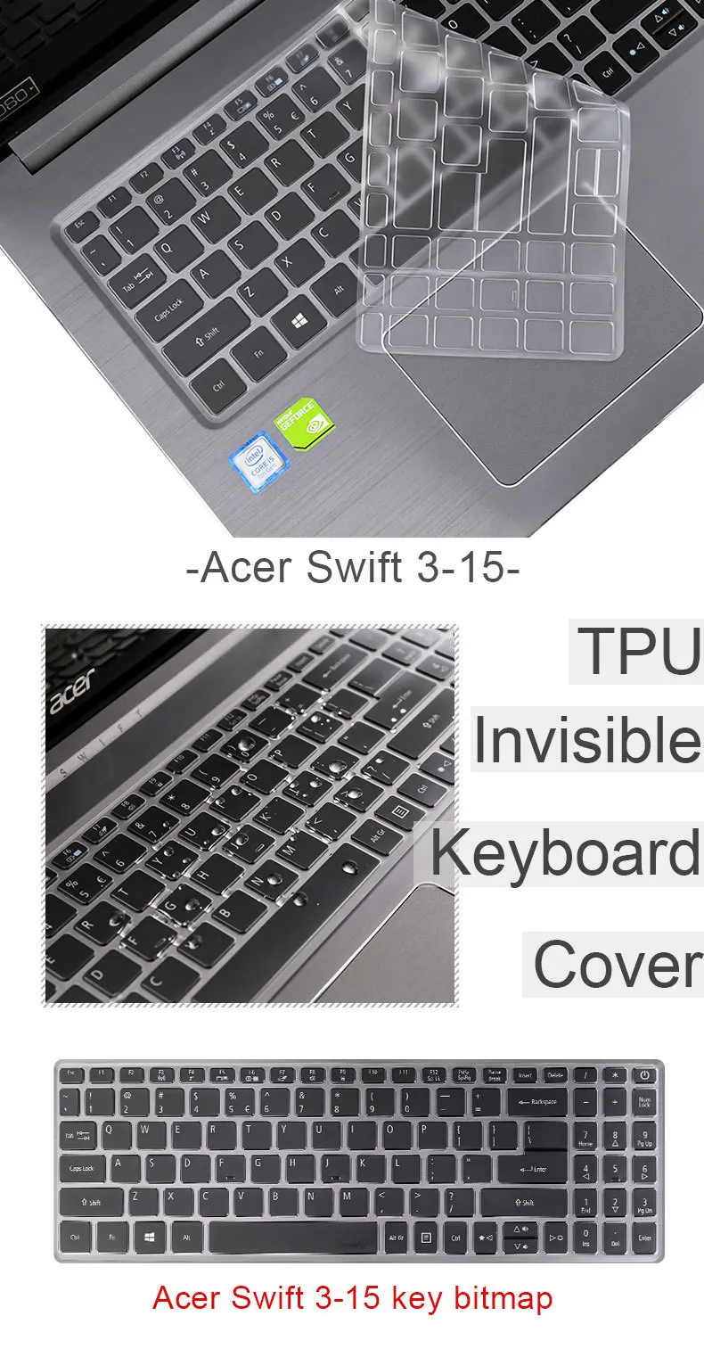 TPU прозрачный чехол для клавиатуры для acer Hummingbird Swift 3 15,6 дюймов специальная ТПУ Защитная пленка для клавиатуры