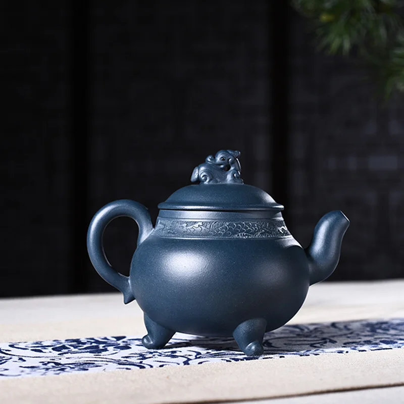 

330ml Yixing Zisha Genuine All Handmade Green Clay Dragon Tripod Teapot Kung Fu Tea Pot Free Shipping