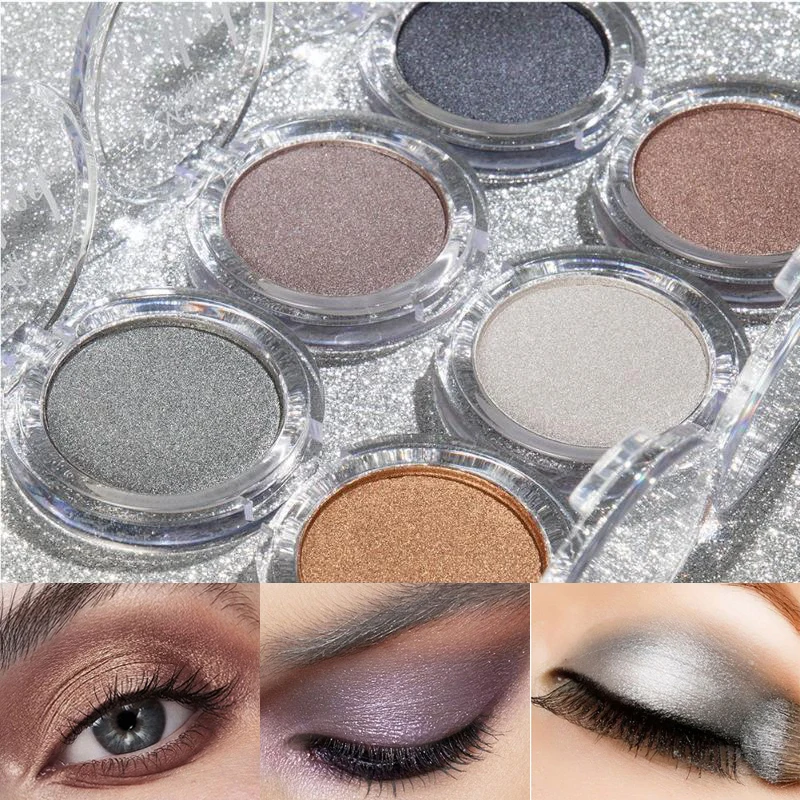 

6 Colors Glitter Shimmer Shining Eyeshadow Pearlescent Metallic Eye Shadow Powder Pigment Eyeshadow Makeup Cosmetics For Eyes