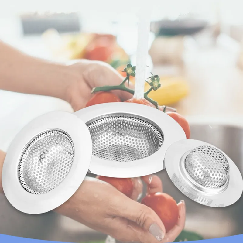 

3Size Stainless Steel Kitchen Sink Filter Bathroom Drain Anti-Blocking Hair Debris Filter Sewer Colander Strainer Bathroom Clean