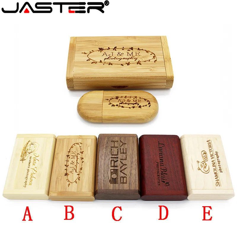 JASTER(более 10 шт. бесплатный логотип) Деревянный usb+ коробка ручка-накопитель 8 ГБ 16 ГБ 32 ГБ usb флеш-накопитель карта памяти с логотипом на заказ свадебный подарок