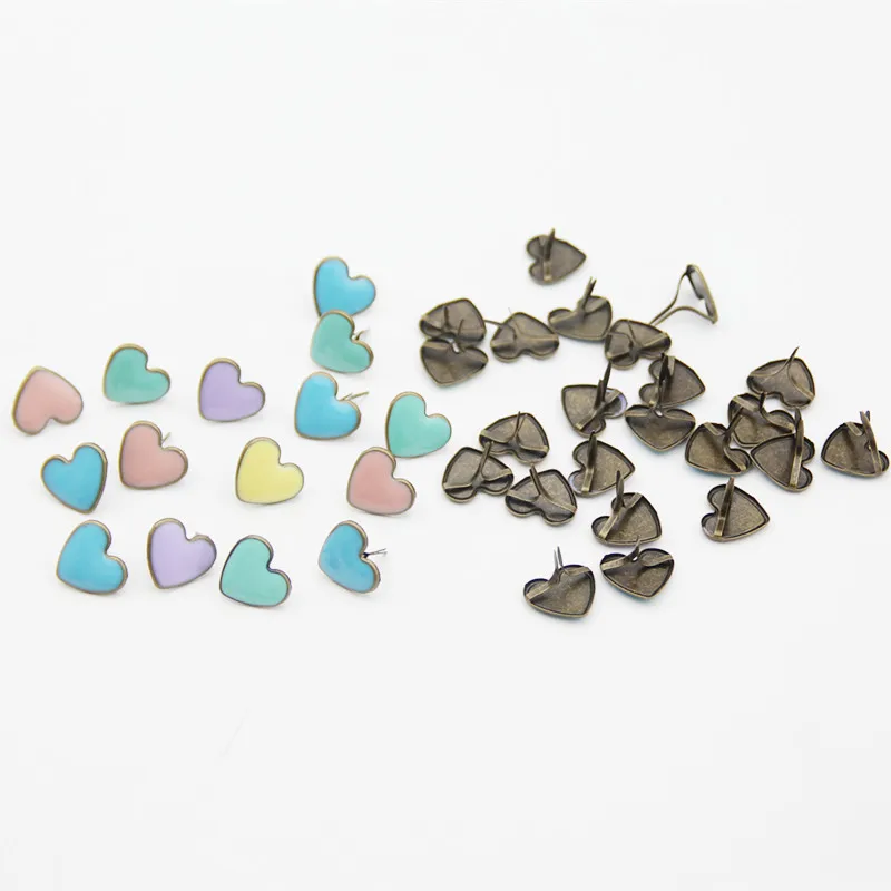 20pcs16mm смешанного металлического Lovely Heart ожерелье с штифтики для Скрапбукинг