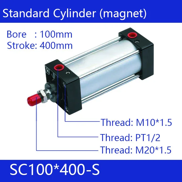 

SC100*400-S Free shipping Standard air cylinders valve 100mm bore 400mm stroke single rod double acting pneumatic cylinder